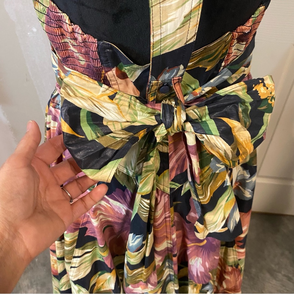 Neiman Marcus Tropical Floral Maxi Dress Halter MIDI Pockets Button Down A line - Picture 13 of 15